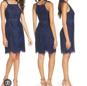 Lilly Pulitzer Kayleigh Dress Navy Blue Lined Lace